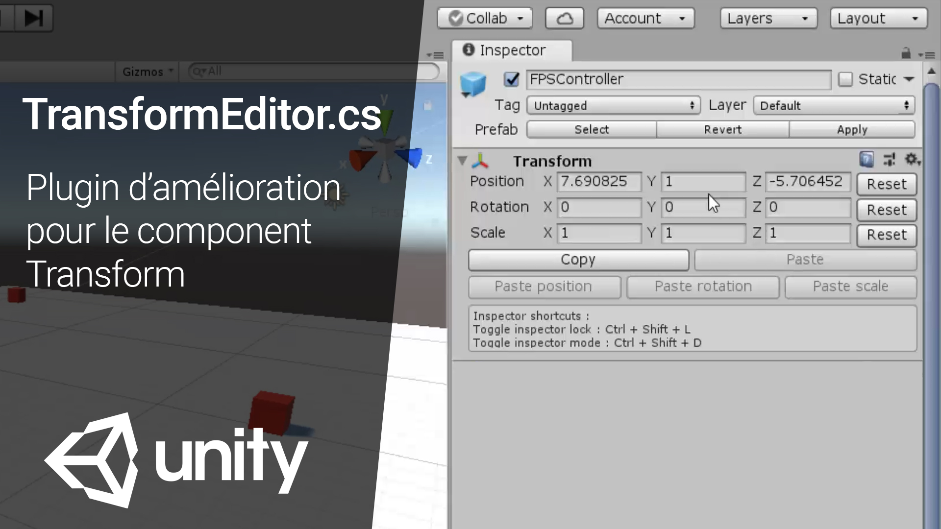 TransformEditor by Ghat Smith : Amélioration du component Transform sur Unity 3D