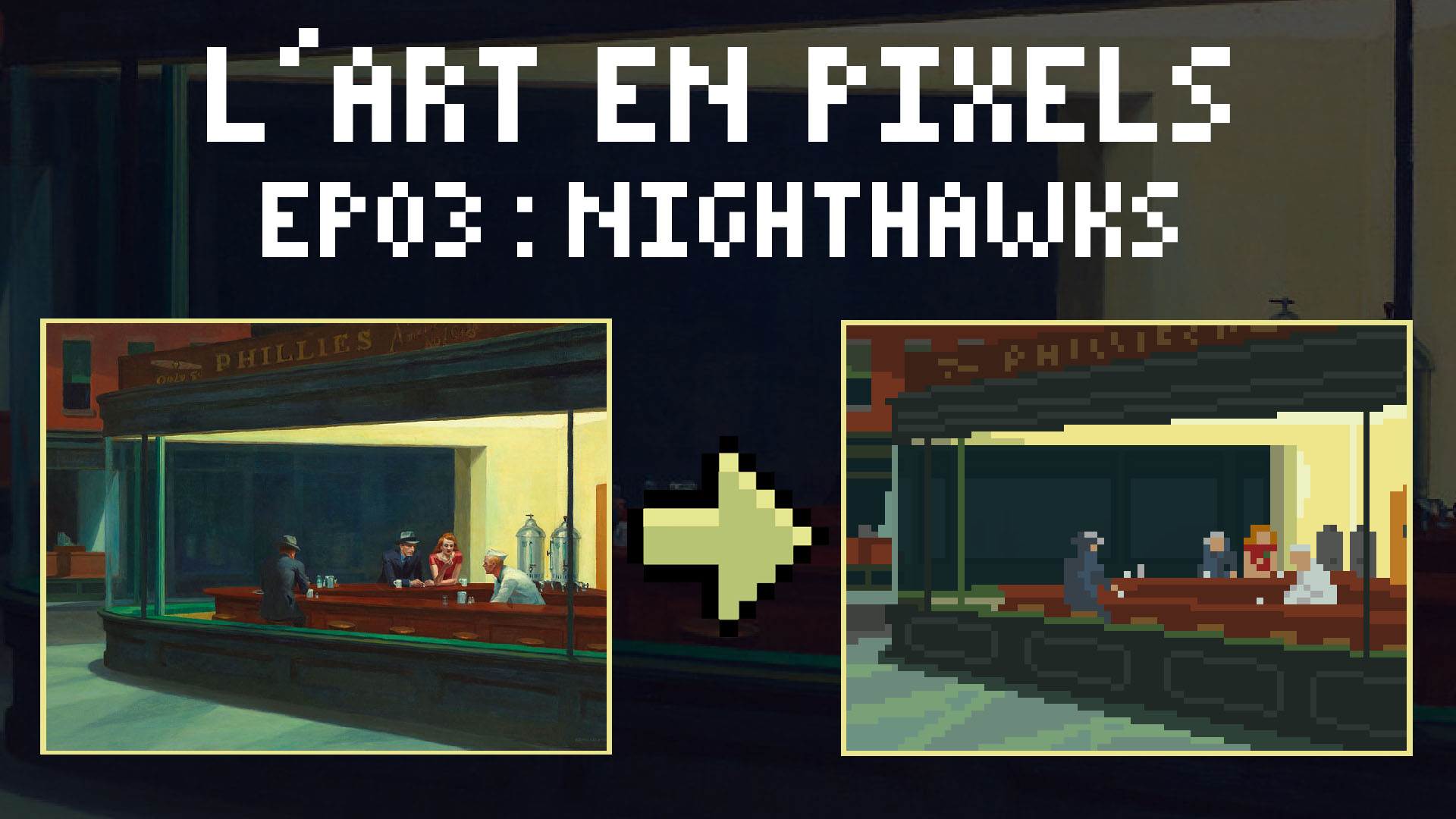 Nighthawks en pixel art - l'art en pixels