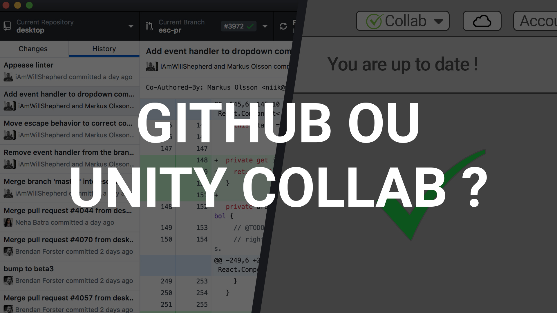 Comparatif Unity Collab et GitHub