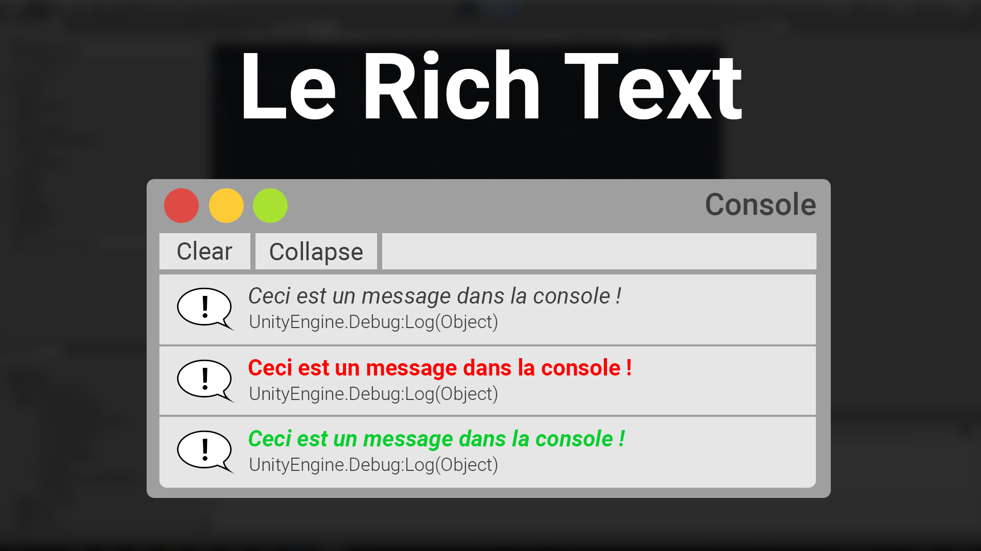 rich text unity tutorial messages console
